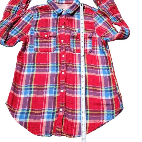 Gilly Hicks Sydney Flannel Shirt Womens Medium Plaid Red Blue Button Down - Picture 10 of 11